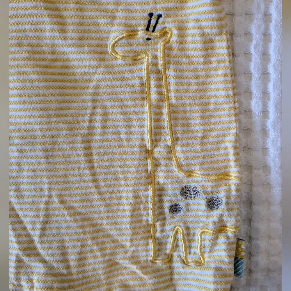 Vintage Gymboree Yellow Striped Baby Romper with Giraffe Embroidery 90s Size NB